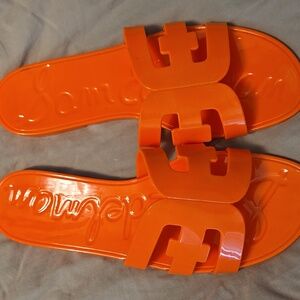 Sam Edelman Bay Jelly Slide On Sandals Orange Women’s Size 9 Beach Pool Cruise